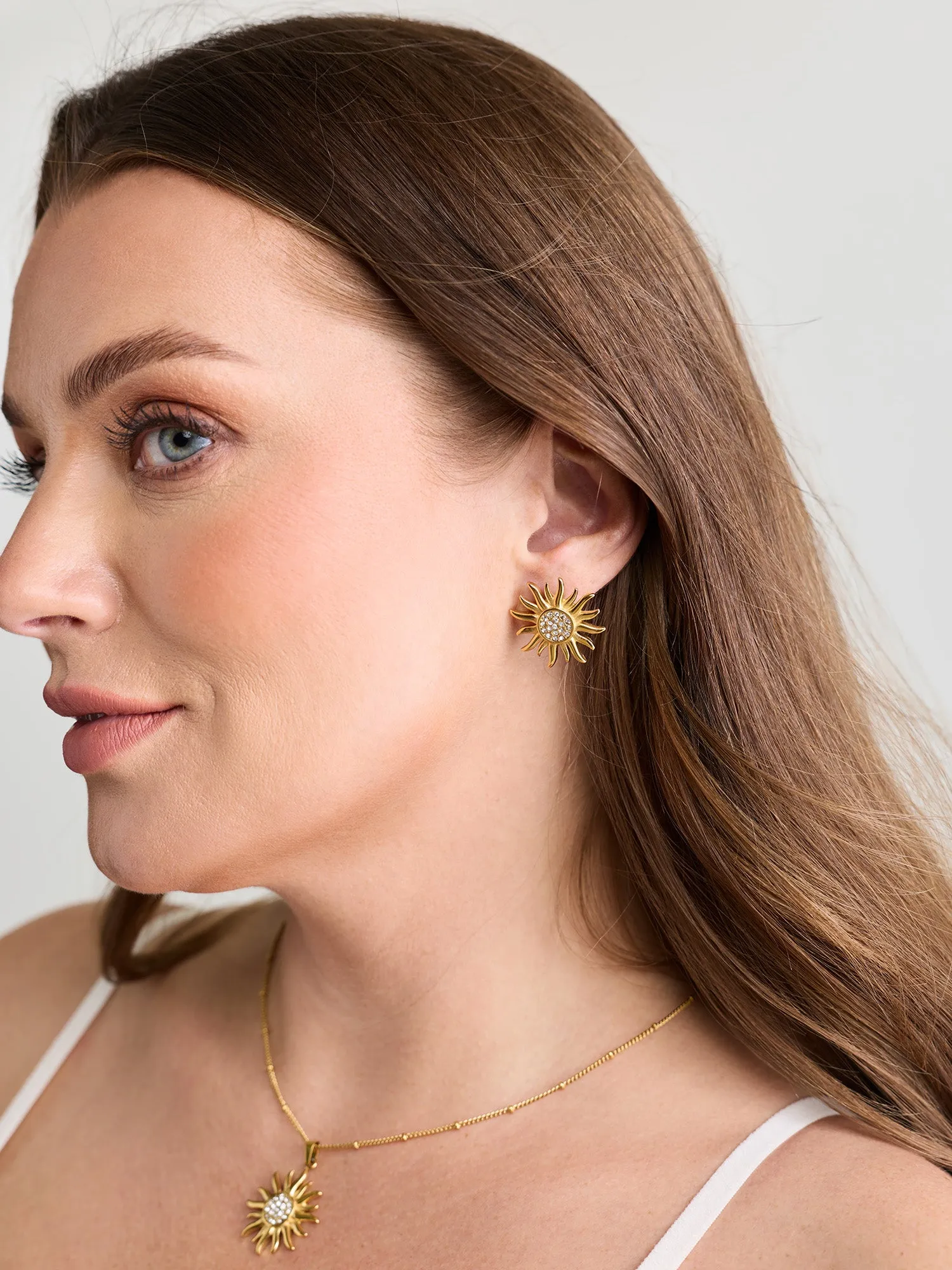 Sunflower Zircon 18k Gold Plated Earrings sold by Bloomchic product image thumbnail 2