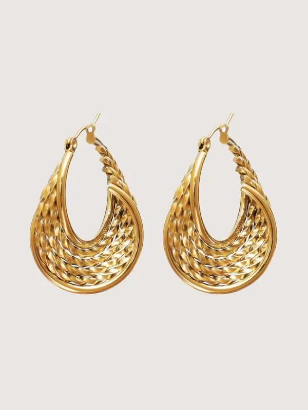 Retro 18K Gold-Plated Textured Earrings made by Bloomchic
