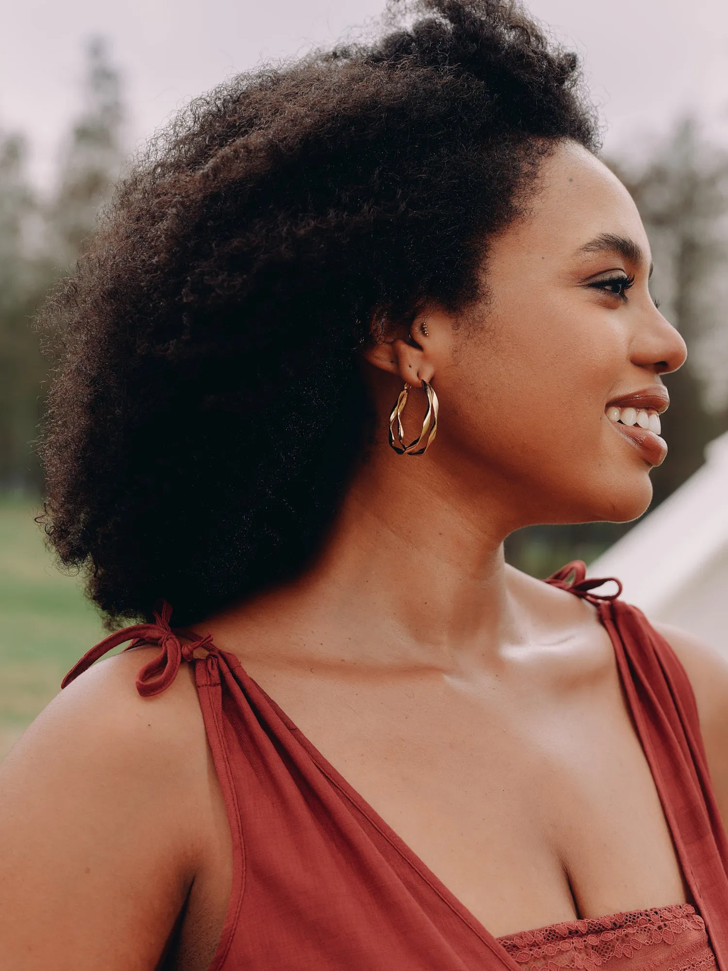 925 Silver Needle Textured Hoop Earrings sold by Bloomchic product image thumbnail 2