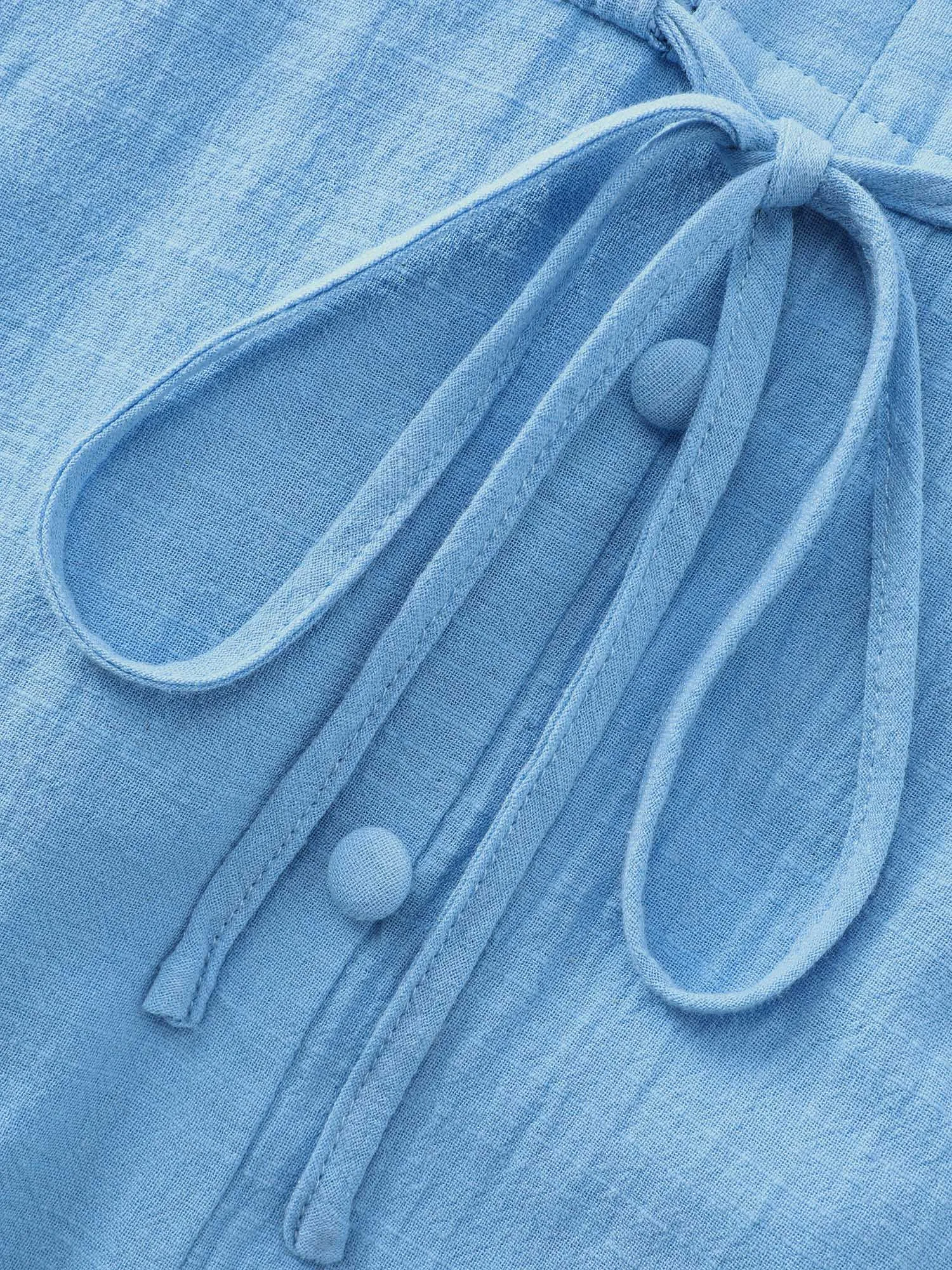 Cotton Pleated Bodice Button Detail Maxi Dress sold by Bloomchic product image thumbnail 5