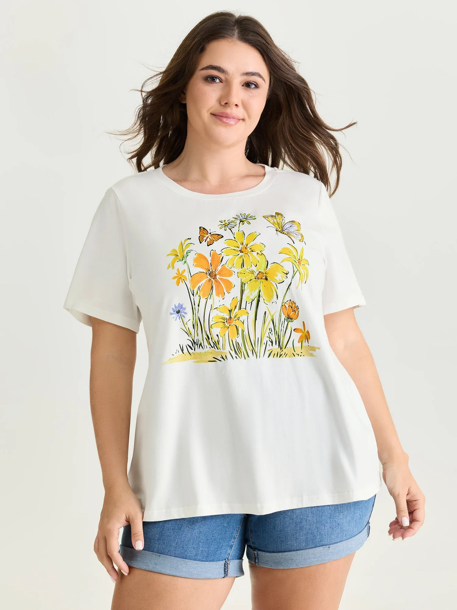 Cotton Sunkissed Floral Print T-Shirt sold by Bloomchic product image thumbnail 2