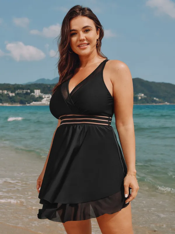 Sheer Layered Hem Flowy Swim Dress made by Bloomchic