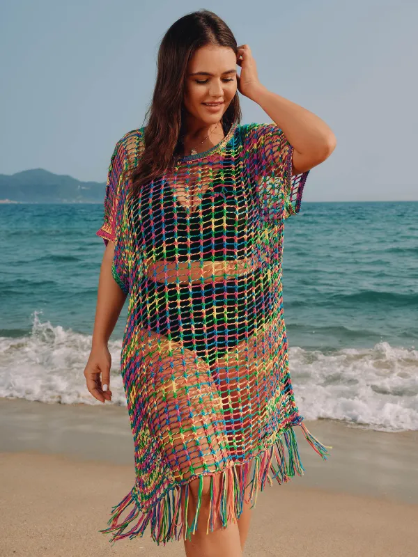Crocheted Sheer Colorful Swim Cover-Up made by Bloomchic