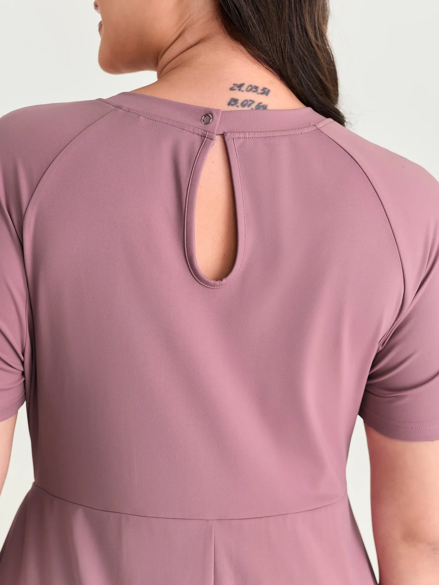 Raglan Sleeve Plain Round Neck Mini Dress sold by Bloomchic product image thumbnail 5