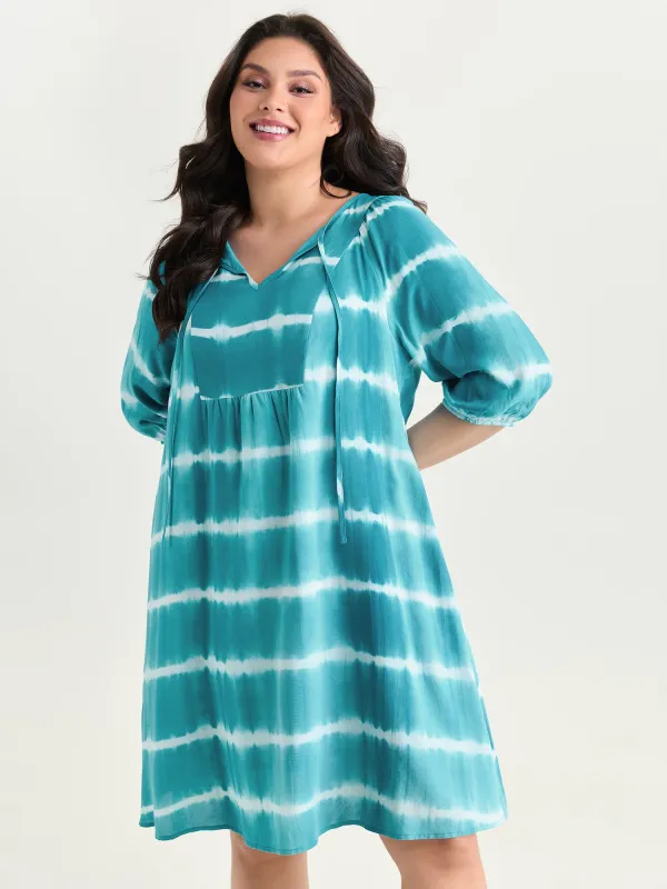 Color Contrast Striped Print Mini Dress made by Bloomchic