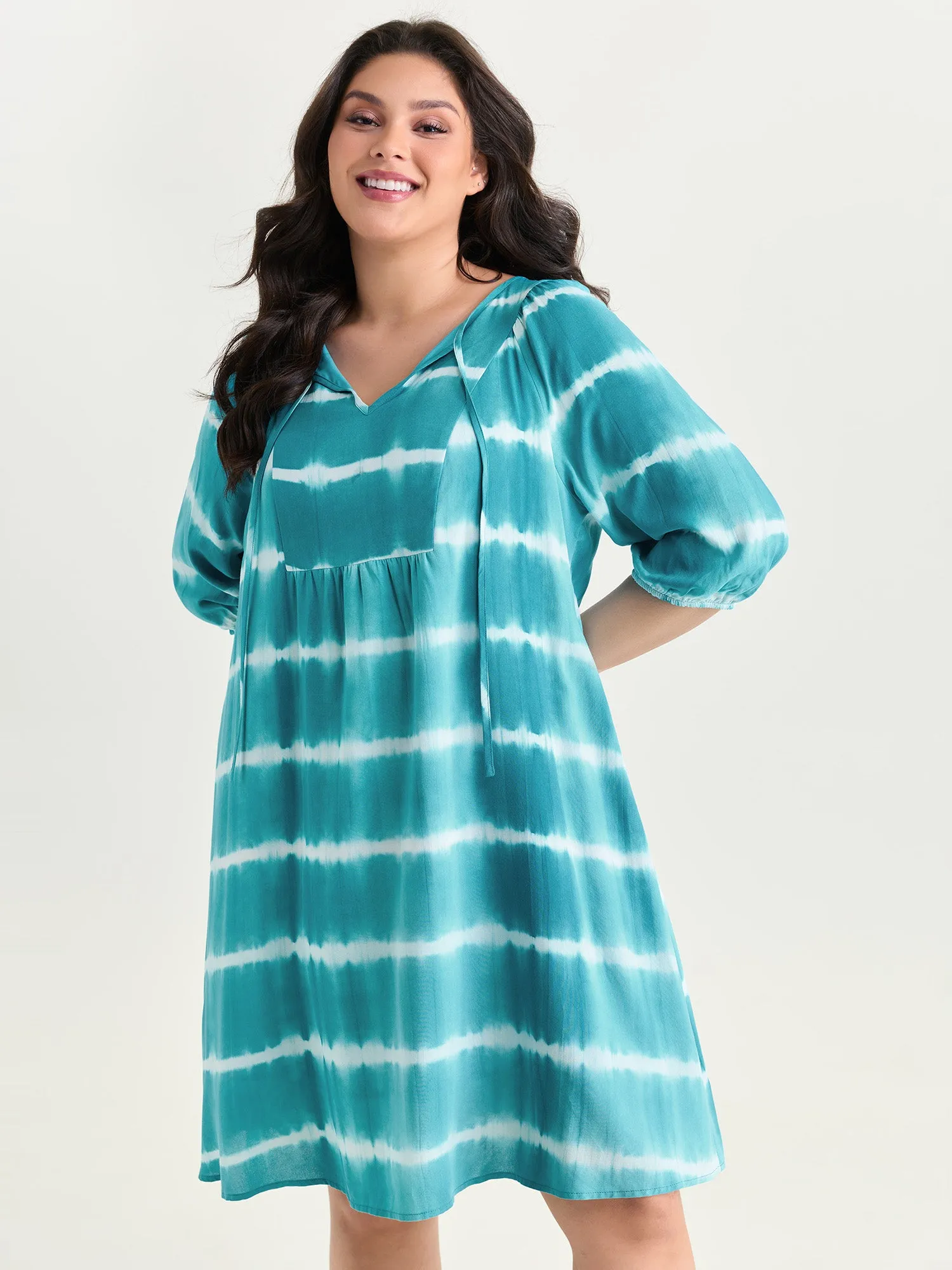 Color Contrast Striped Print Mini Dress sold by Bloomchic