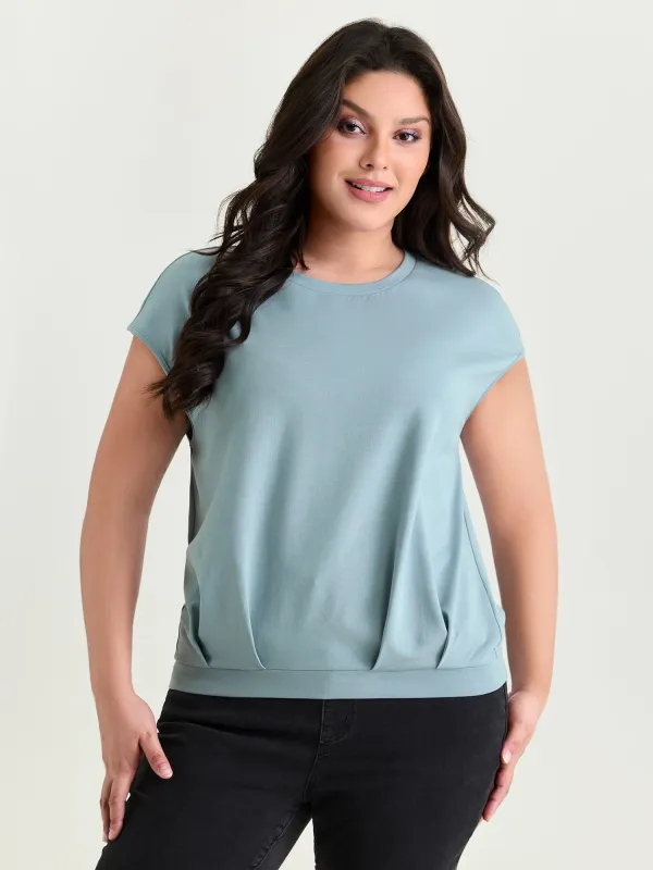Stretchy Elastic Hem Plain T-Shirt made by Bloomchic