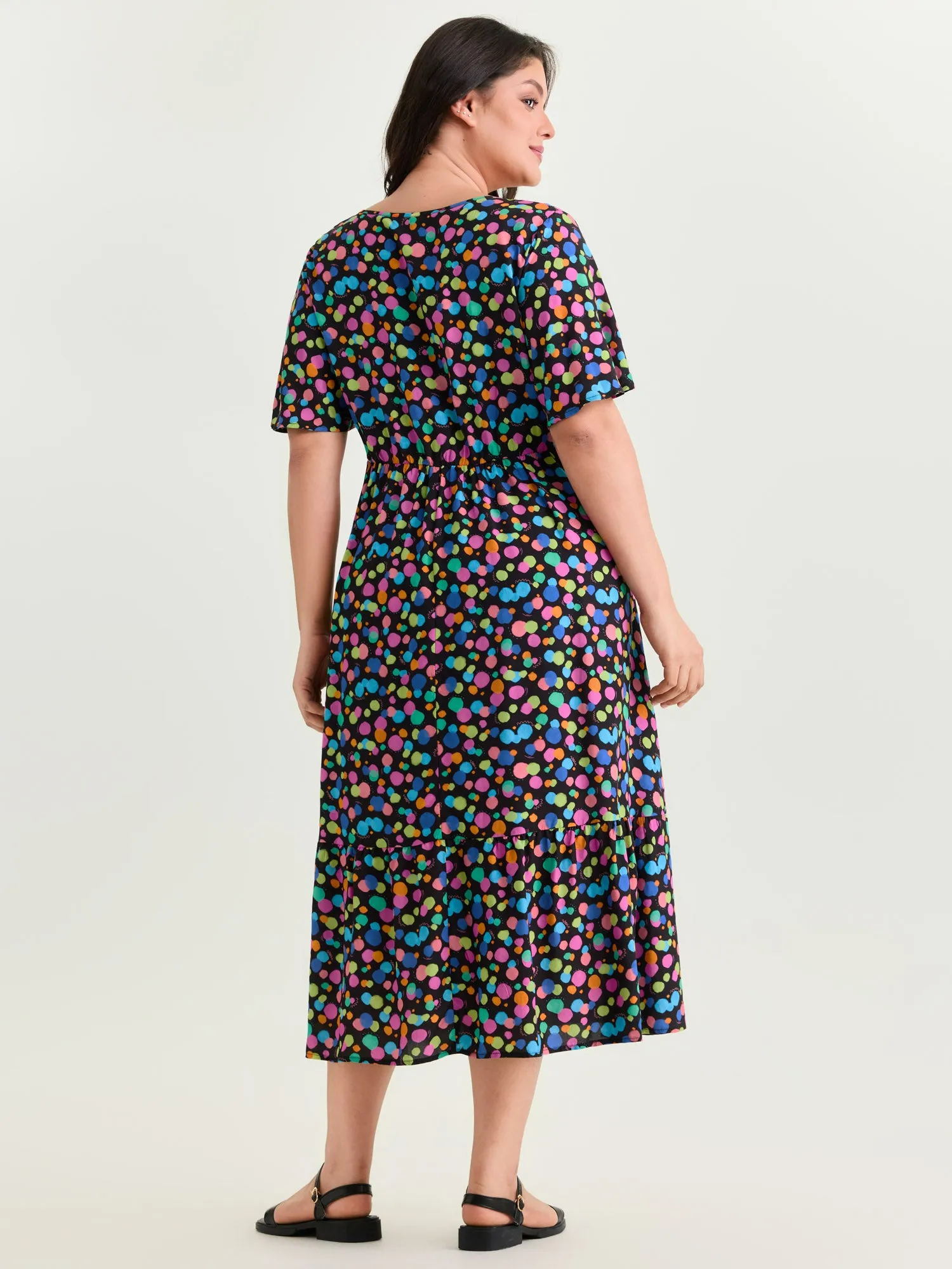 Multi-Color Polka Dots Print Midi Dress sold by Bloomchic product image thumbnail 4