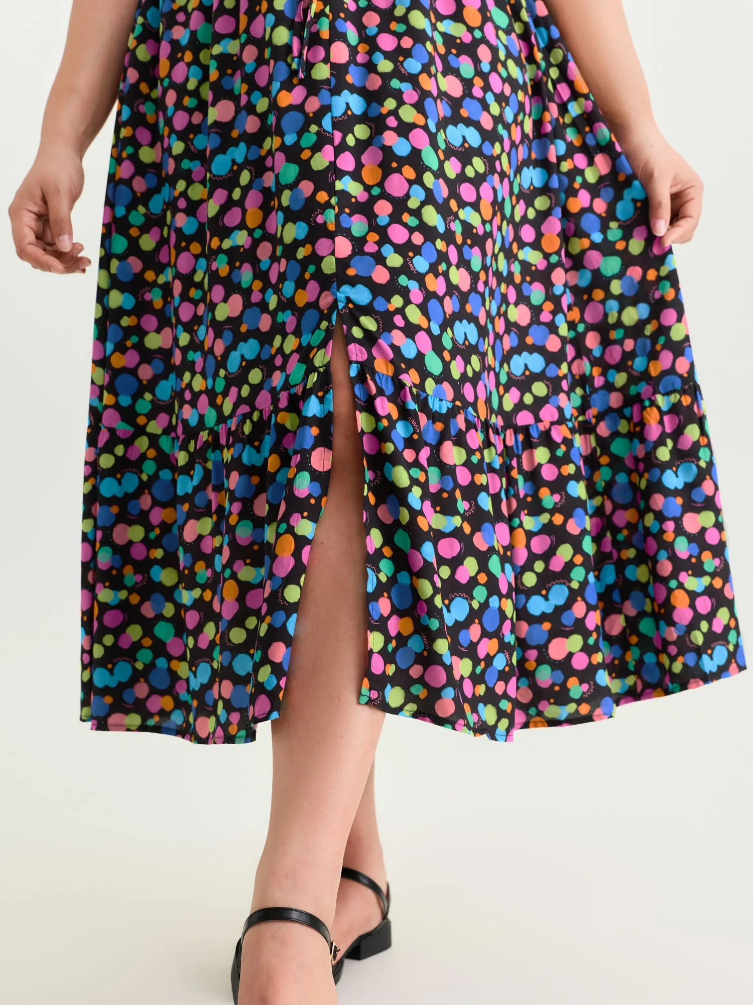 Multi-Color Polka Dots Print Midi Dress sold by Bloomchic product image thumbnail 3