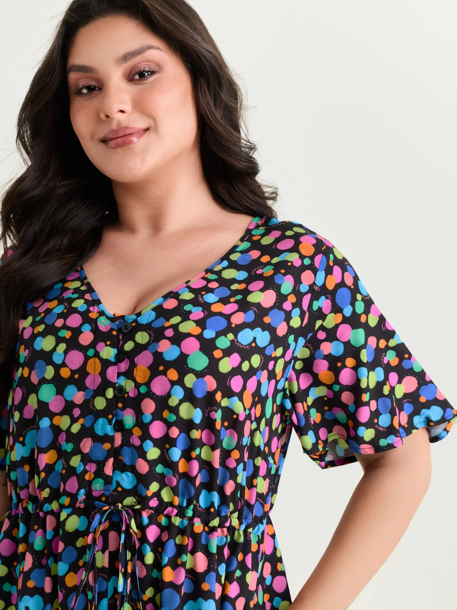 Multi-Color Polka Dots Print Midi Dress sold by Bloomchic product image thumbnail 2