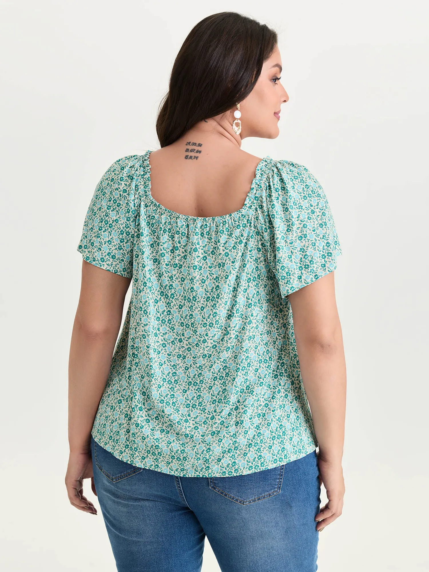 Floral Print Square Neckline Blouse sold by Bloomchic product image thumbnail 5