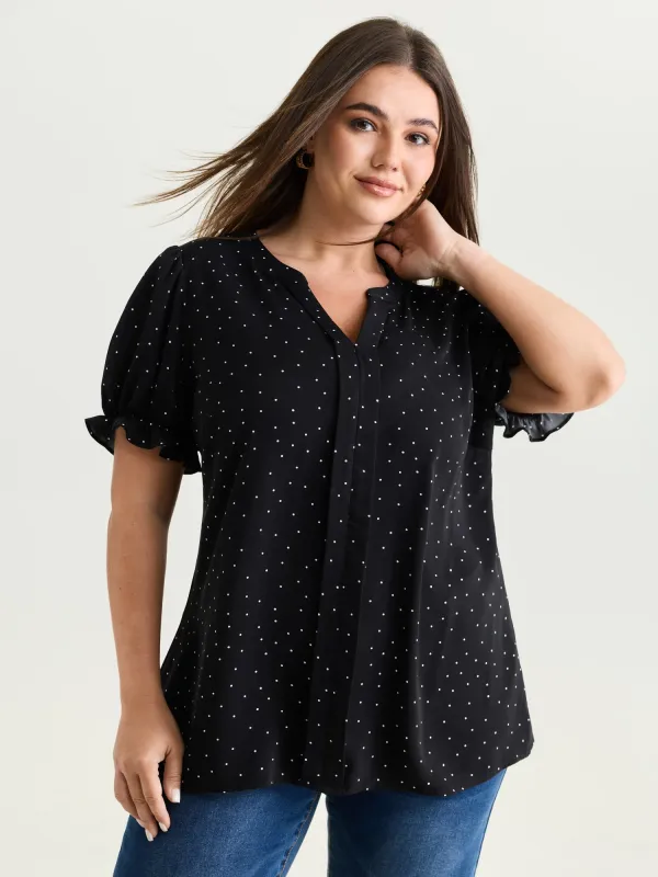 Micro Dots Charm Pleated Blouse made by Bloomchic