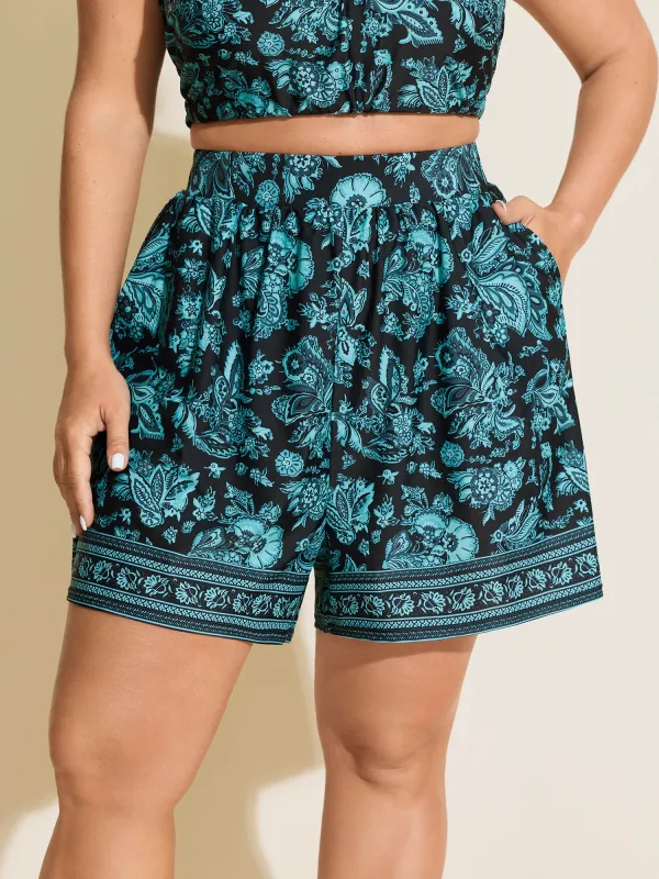 Paisley Print Pockets Swim Bottoms made by Bloomchic