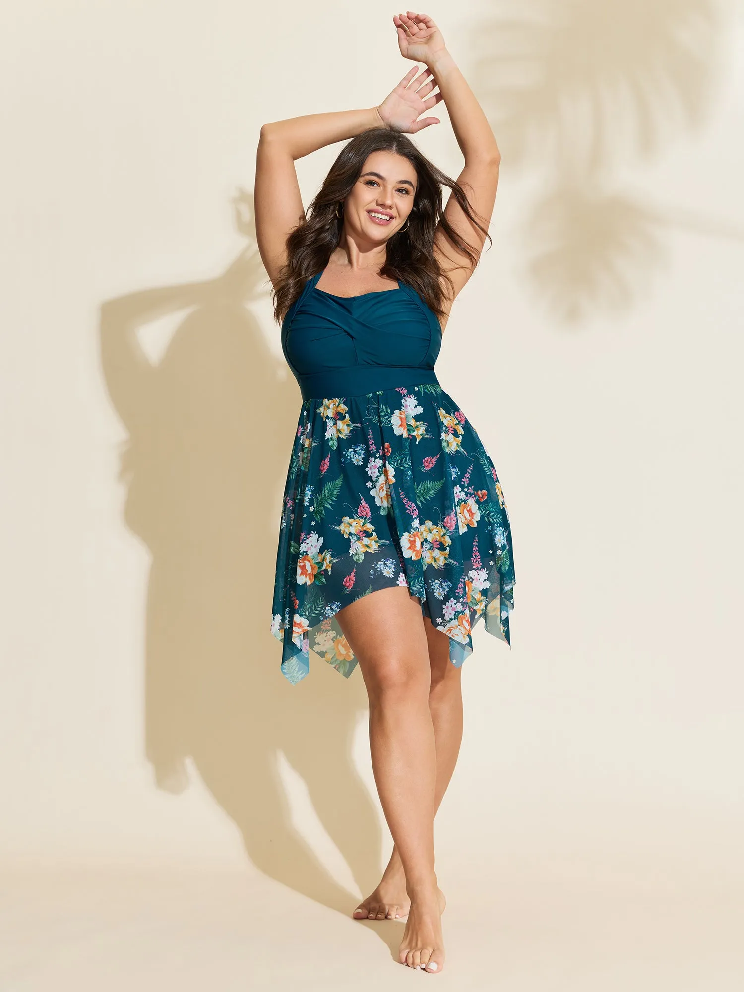 Floral Print Pockets Contrast Swim Dress sold by Bloomchic product image thumbnail 3