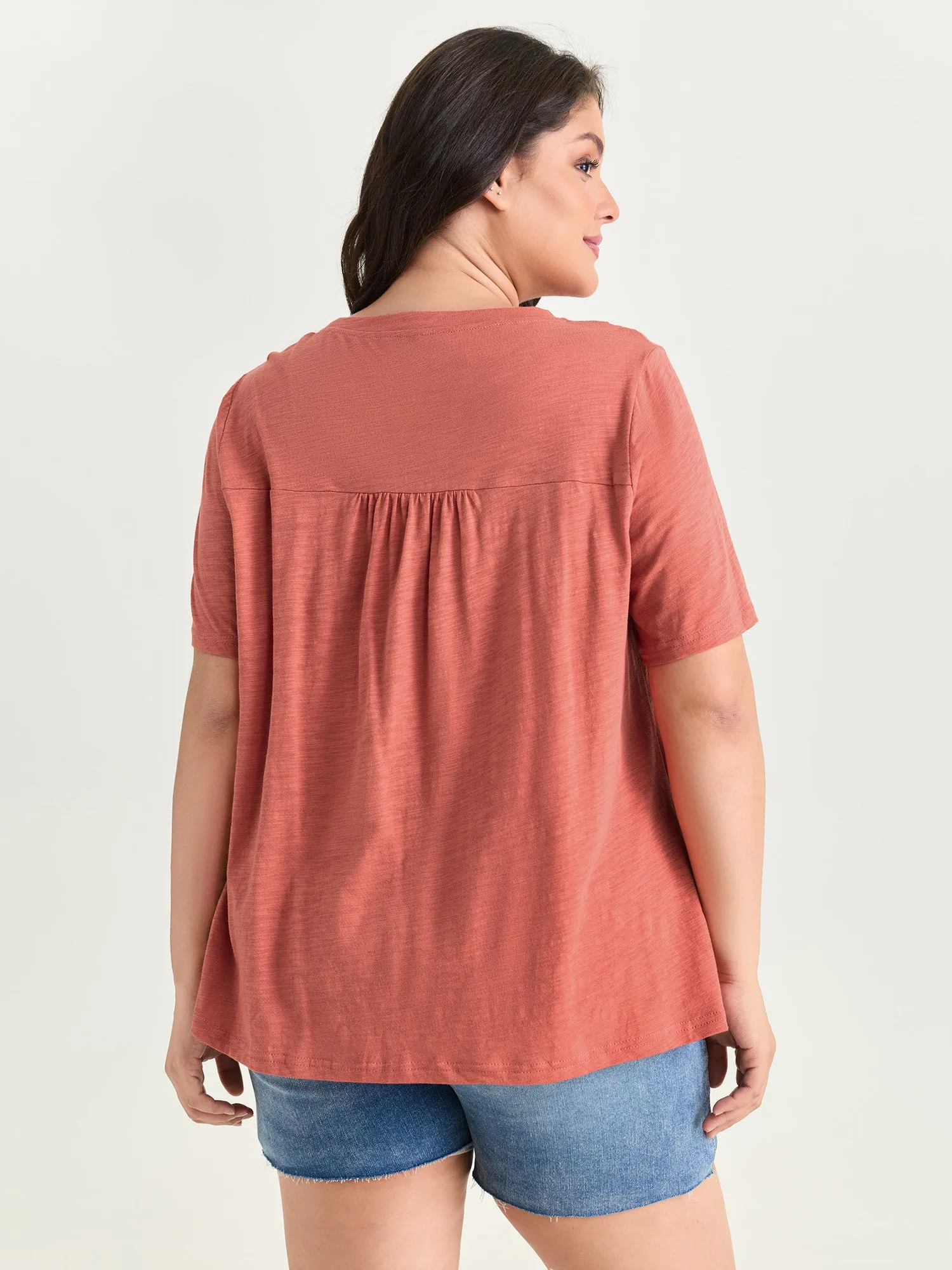 Cotton Stretchy Lace Trim Flowy T-Shirt sold by Bloomchic product image thumbnail 5