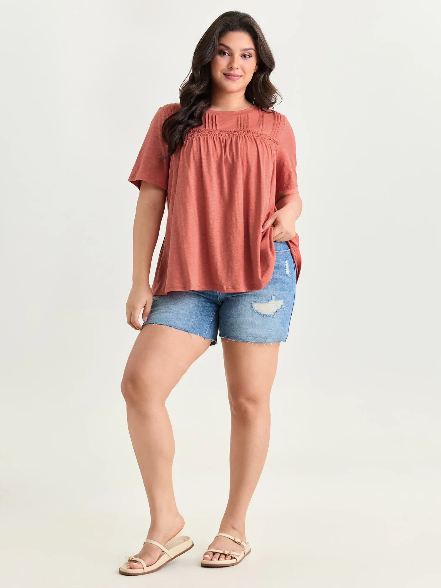 Cotton Stretchy Lace Trim Flowy T-Shirt sold by Bloomchic product image thumbnail 3