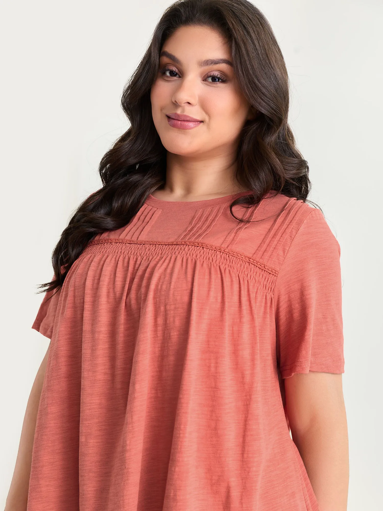 Cotton Stretchy Lace Trim Flowy T-Shirt sold by Bloomchic product image thumbnail 2