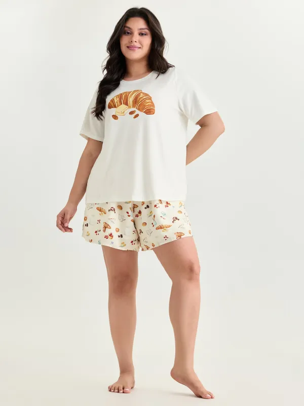 Supersoft Butter Croissant Print Lounge Set made by Bloomchic