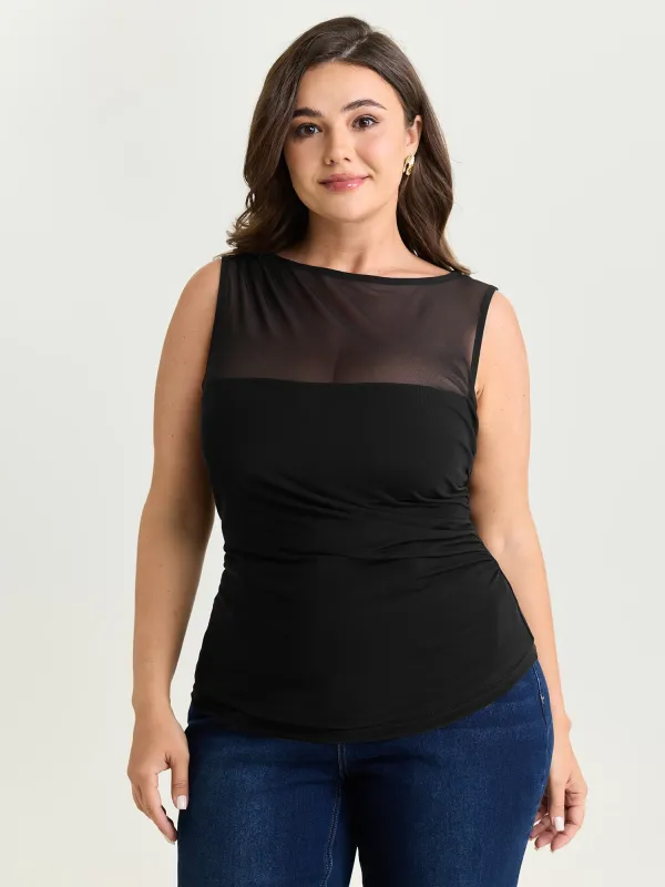 Supersoft Sheer Neckline Tank Top made by Bloomchic