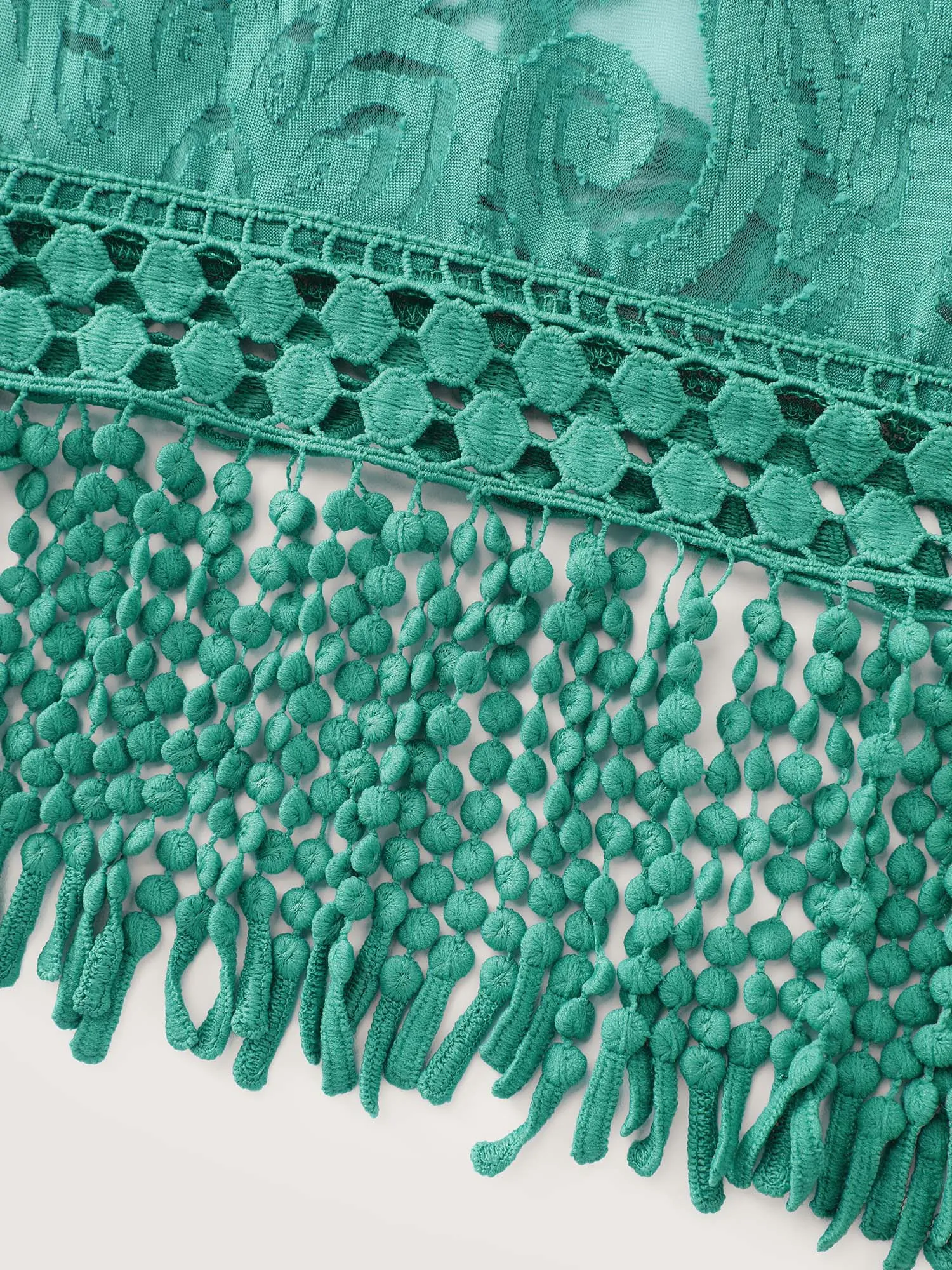 Laser Cut Floral Textured Tassel Detail Kimono sold by Bloomchic product image thumbnail 5