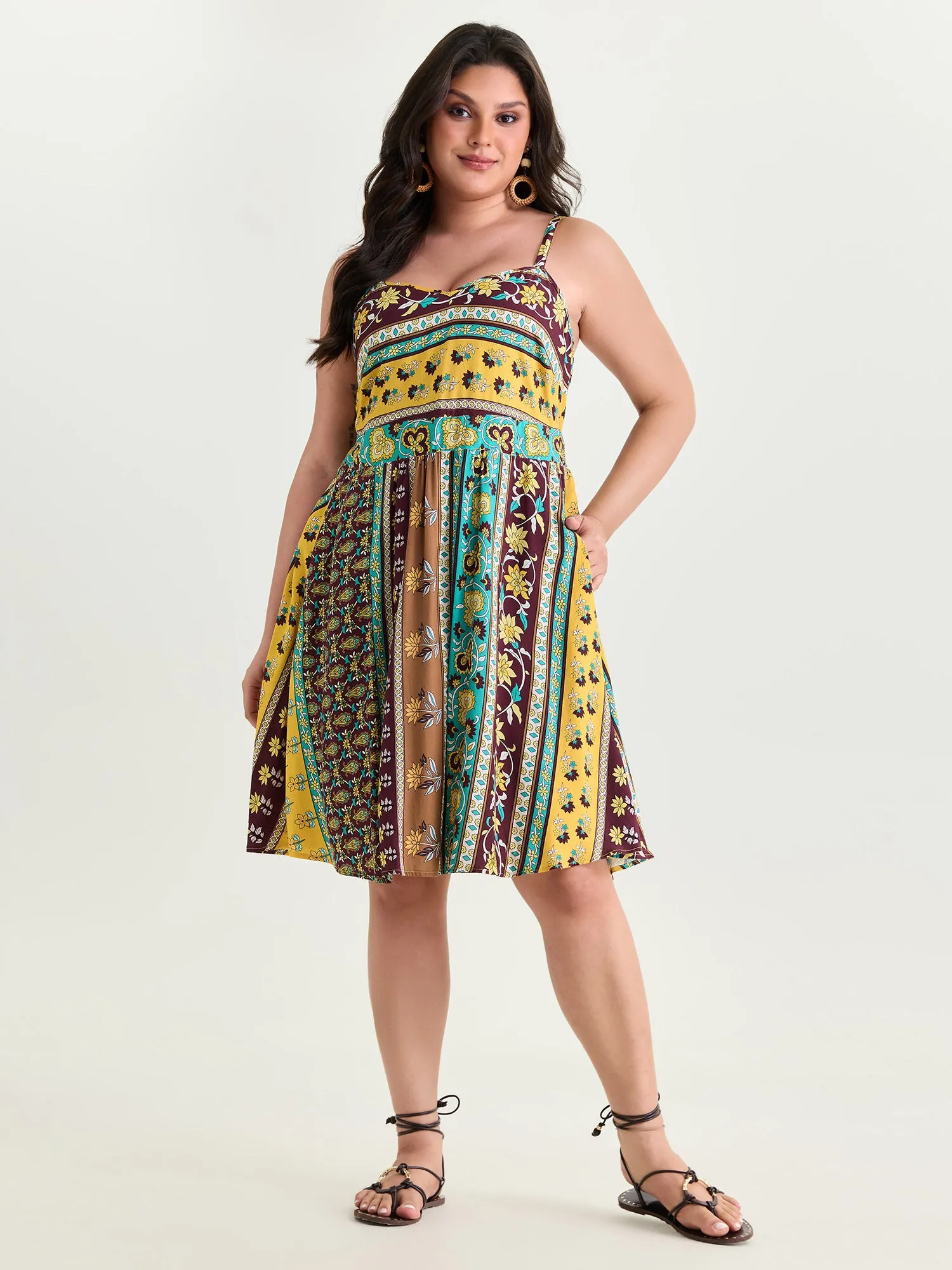 Floral Striped Print Shirred Mini Dress sold by Bloomchic product image thumbnail 3