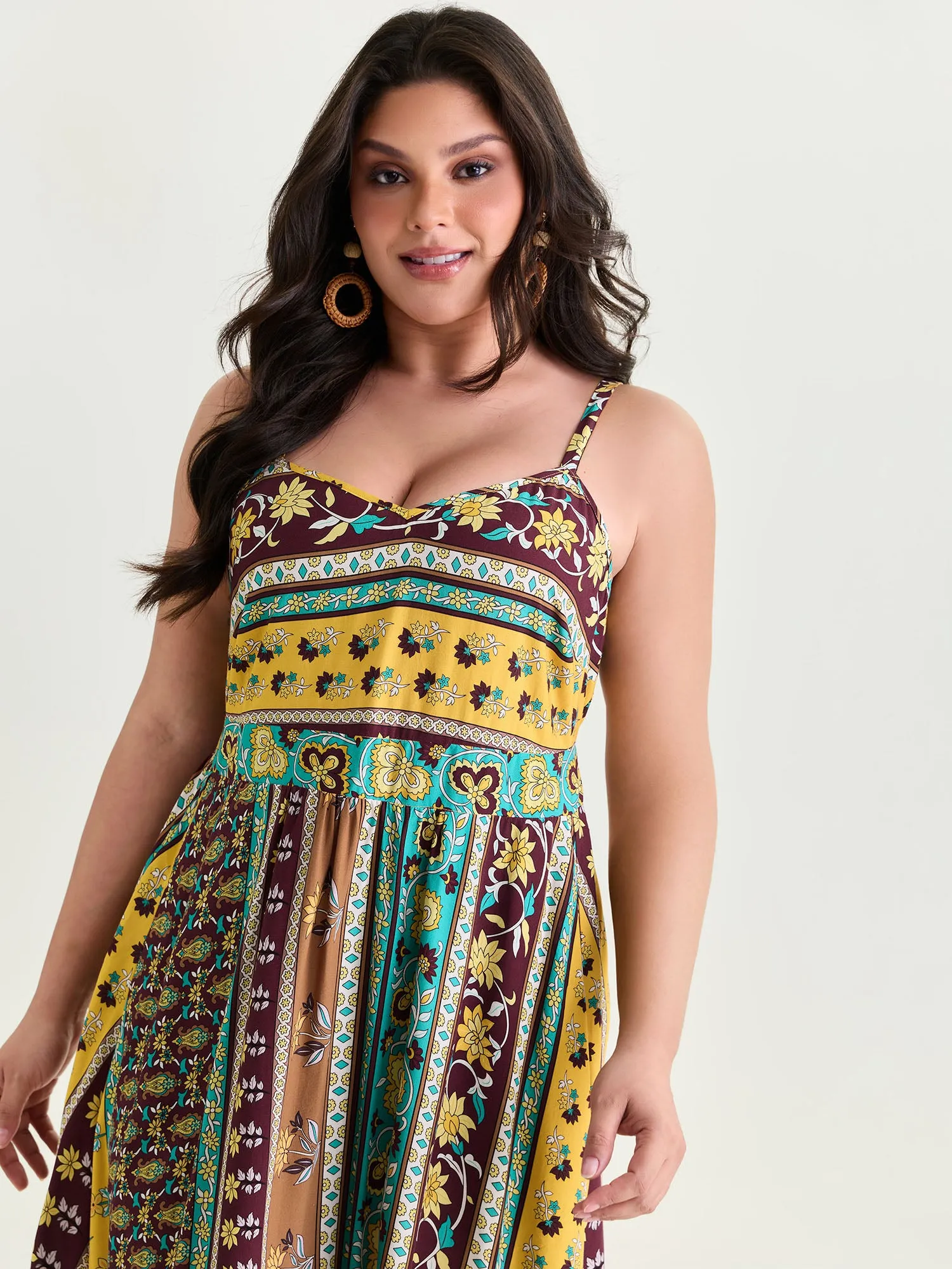 Floral Striped Print Shirred Mini Dress sold by Bloomchic product image thumbnail 2