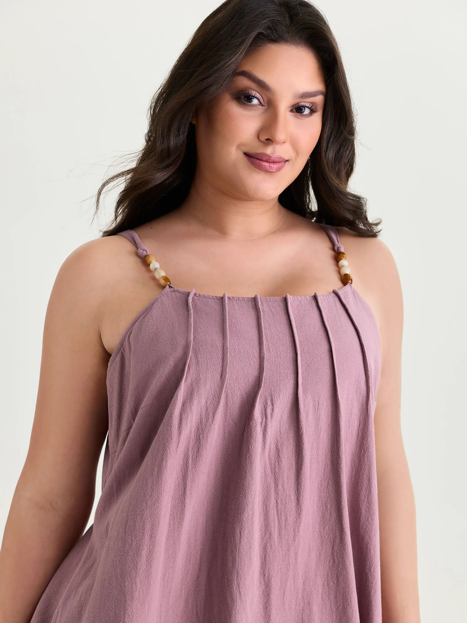 Cotton Toothpick Pleated Cami Flowy Midi Dress sold by Bloomchic product image thumbnail 3