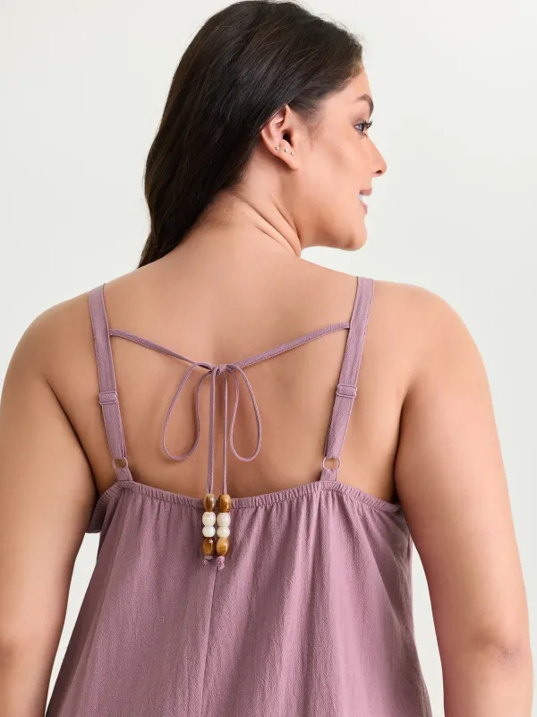 Cotton Toothpick Pleated Cami Flowy Midi Dress made by Bloomchic