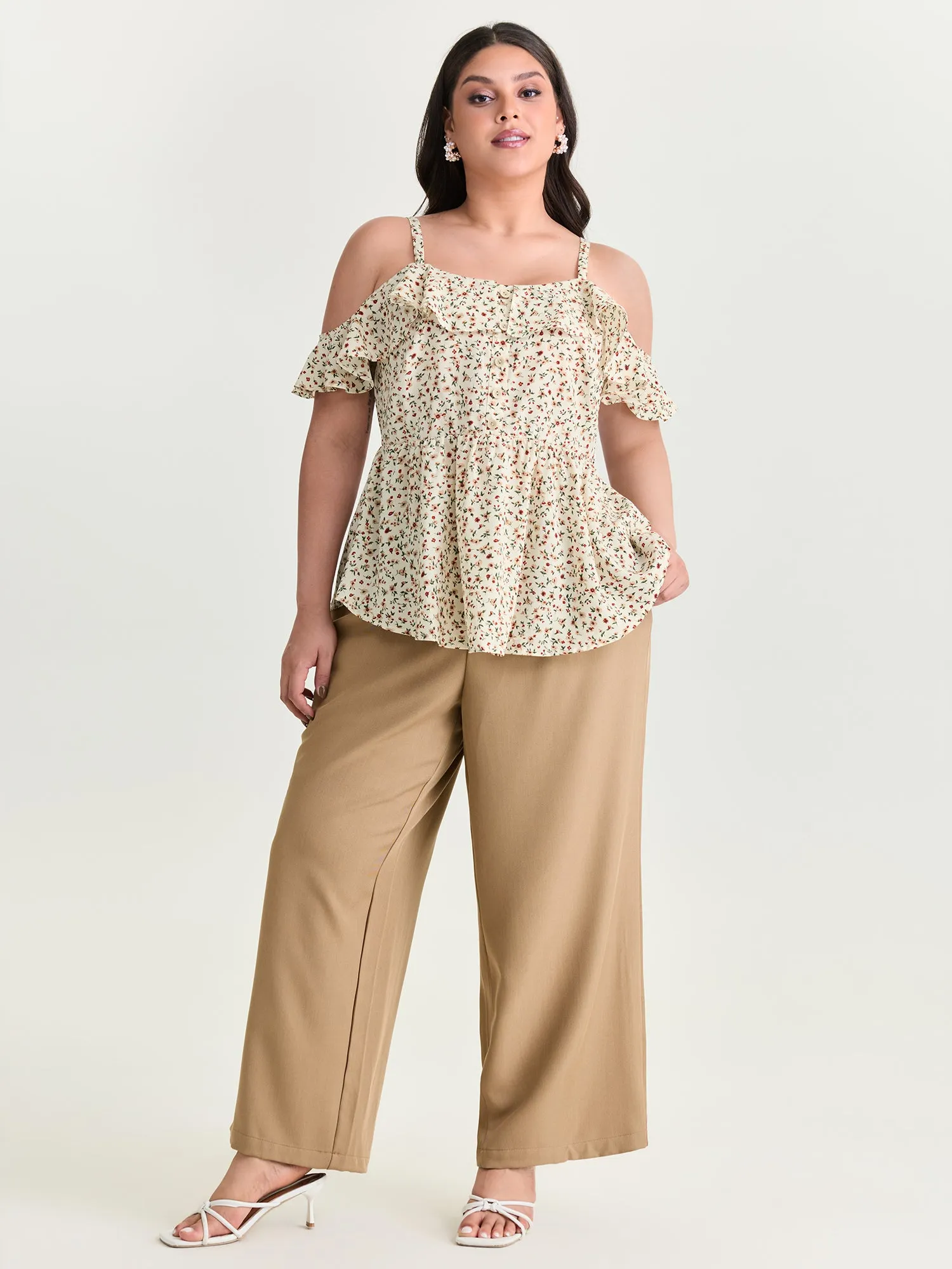 Floral Print Ruffled Cold Shoulder Blouse sold by Bloomchic product image thumbnail 3