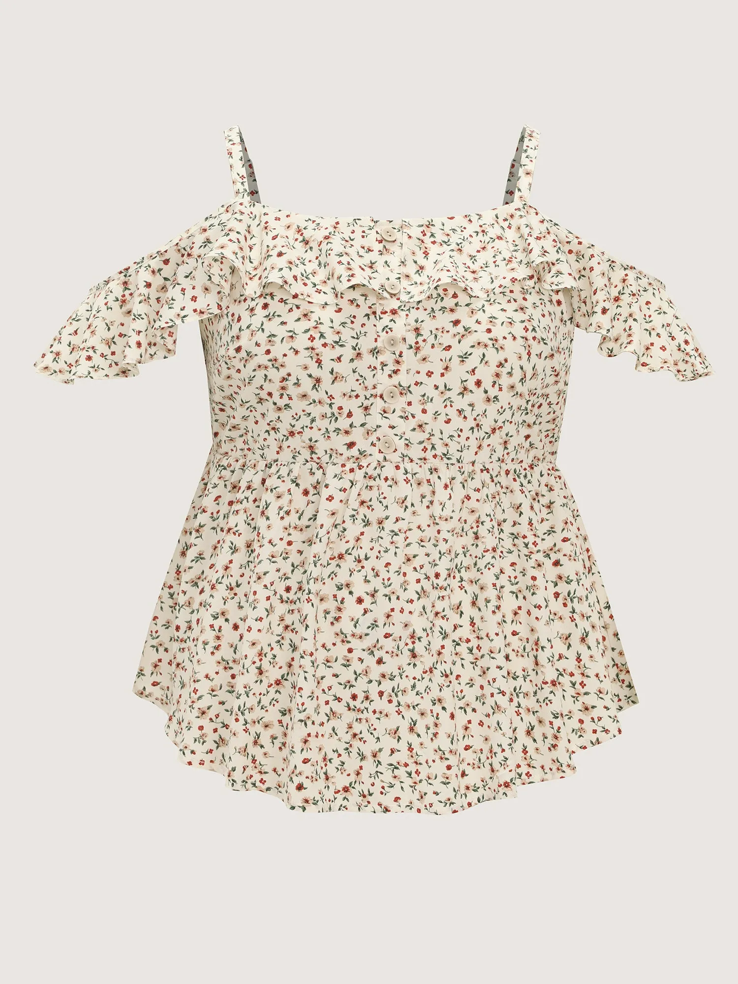 Floral Print Ruffled Cold Shoulder Blouse sold by Bloomchic product image thumbnail 5