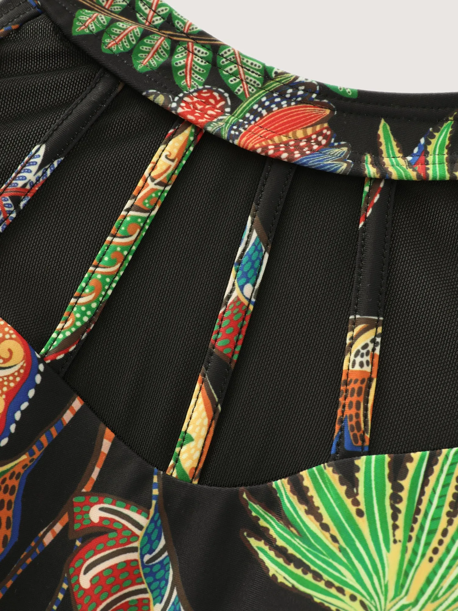 Tropical Print Halter Neckline One-Piece Swimsuit sold by Bloomchic product image thumbnail 5