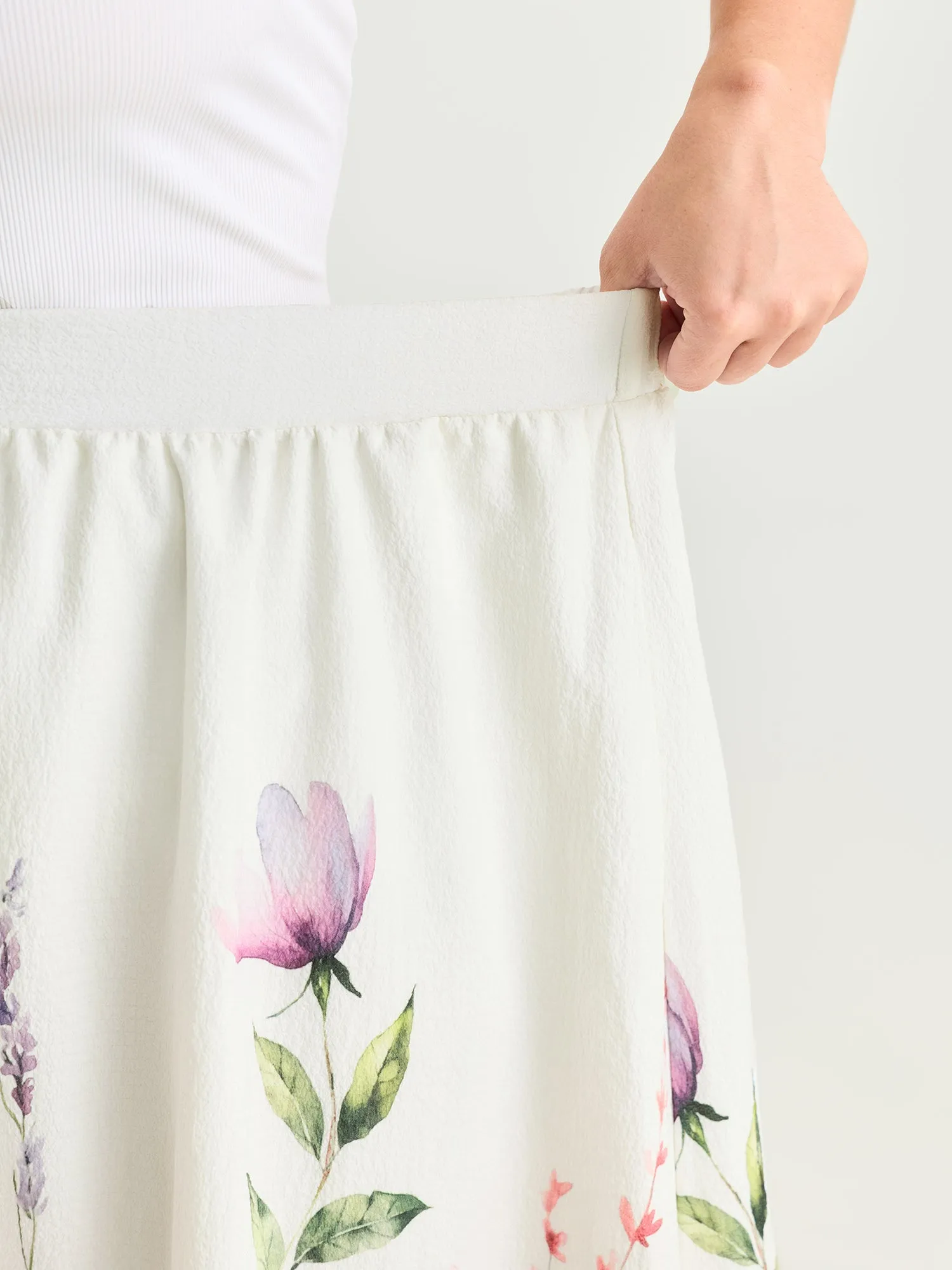 In Bloom Print Flowy Midi Skirt sold by Bloomchic product image thumbnail 4