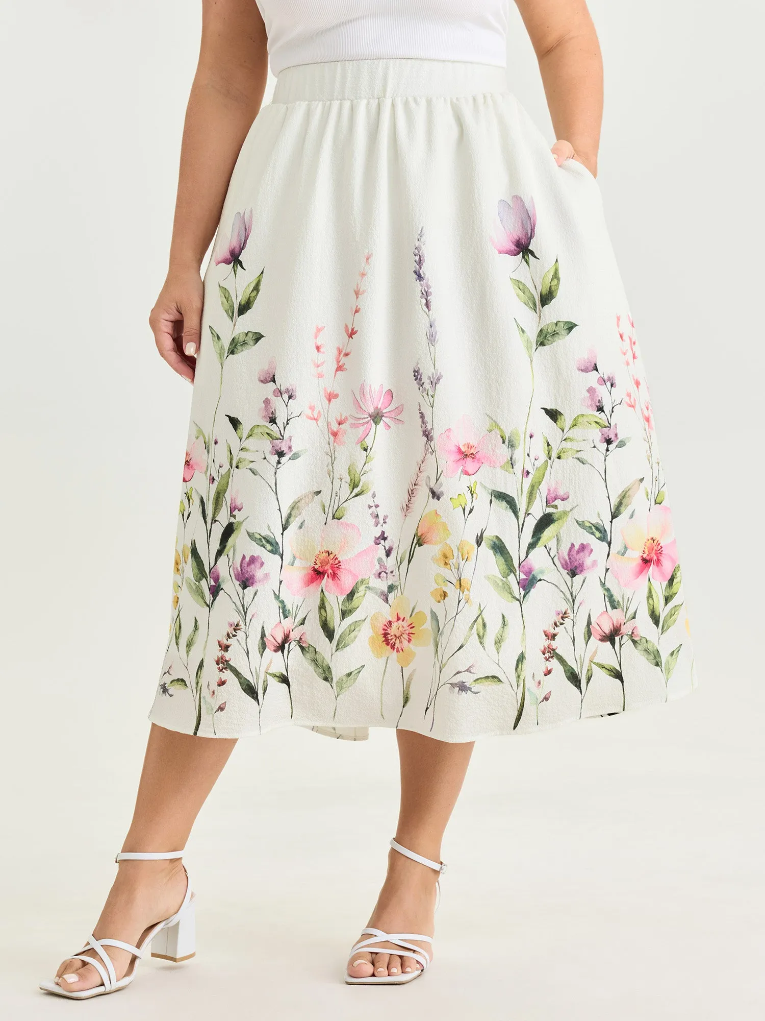 In Bloom Print Flowy Midi Skirt sold by Bloomchic product image thumbnail 2