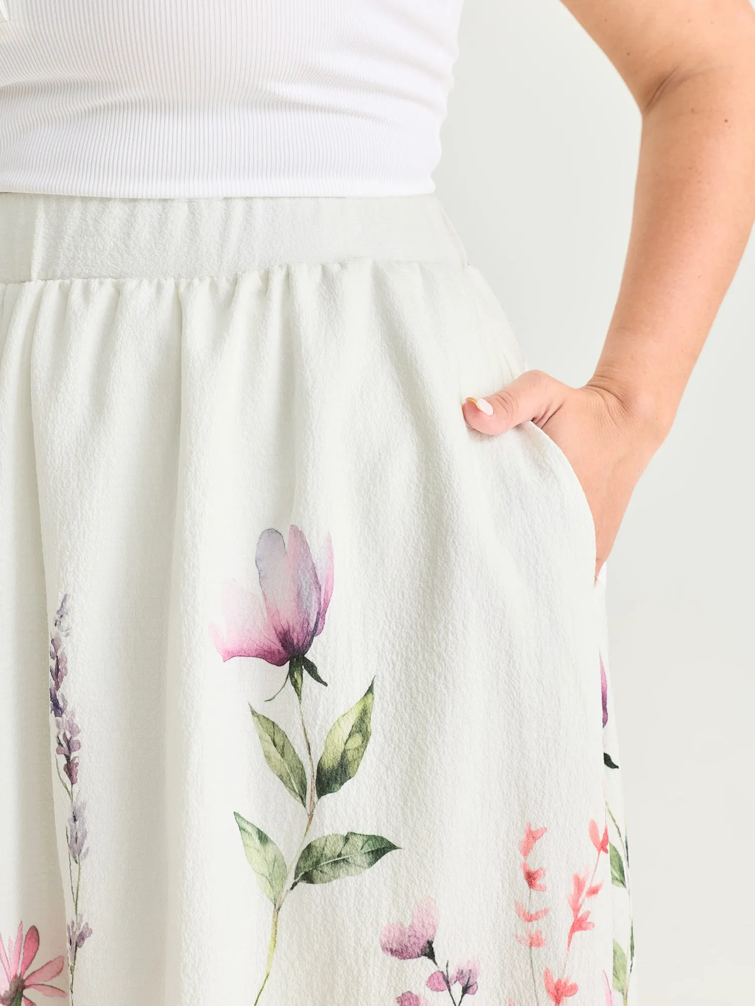 In Bloom Print Flowy Midi Skirt sold by Bloomchic product image thumbnail 3