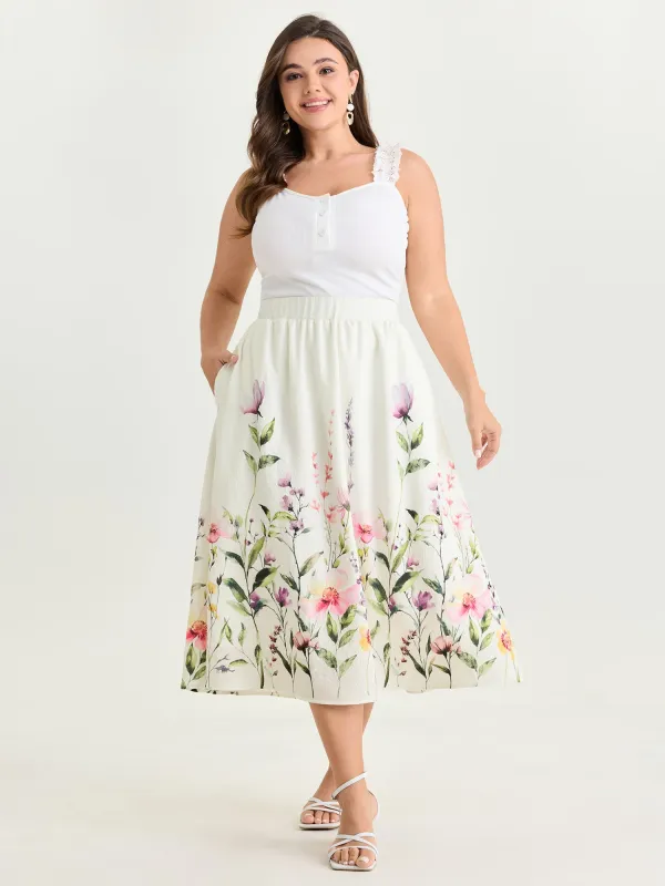 In Bloom Print Flowy Midi Skirt made by Bloomchic