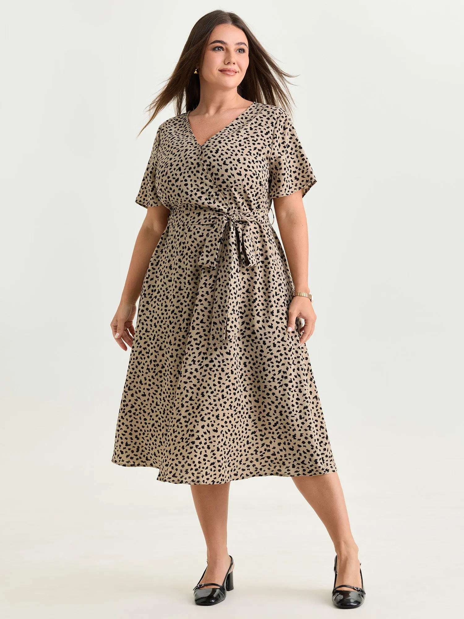 Leopard Print Side-Tie Midi Dress sold by Bloomchic product image thumbnail 4