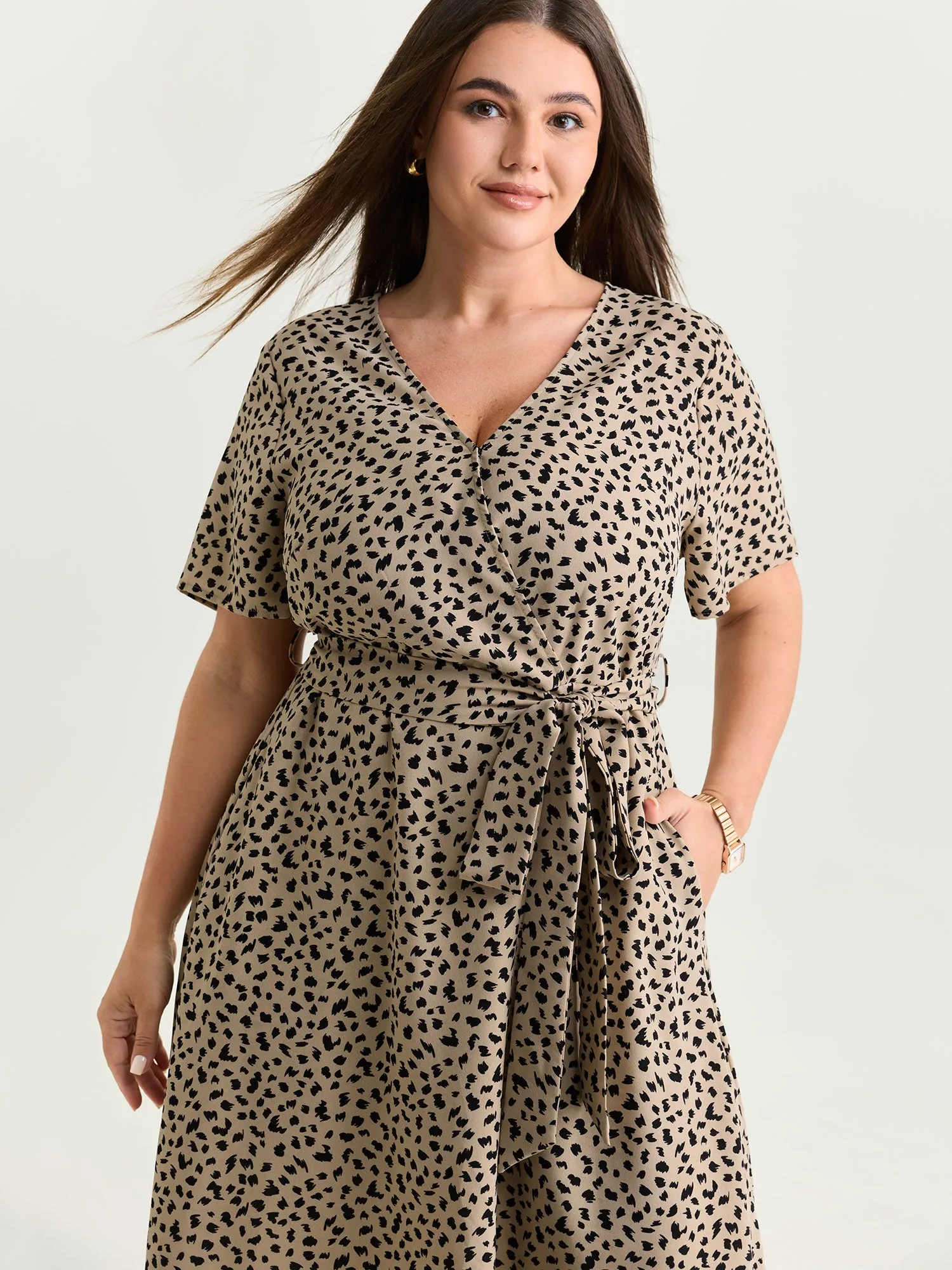 Leopard Print Side-Tie Midi Dress sold by Bloomchic product image thumbnail 2