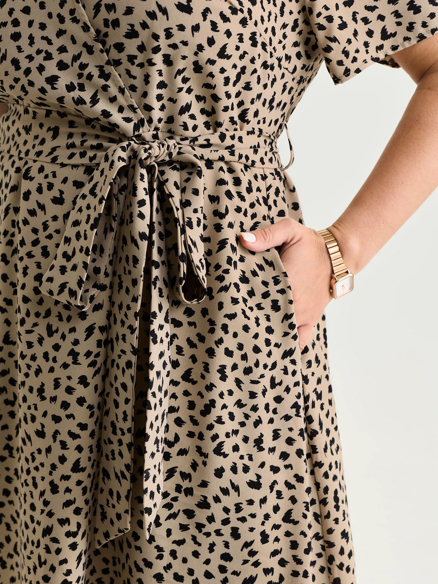 Leopard Print Side-Tie Midi Dress sold by Bloomchic product image thumbnail 3