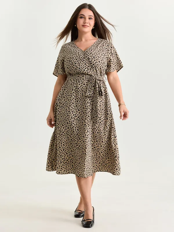 Leopard Print Side-Tie Midi Dress made by Bloomchic