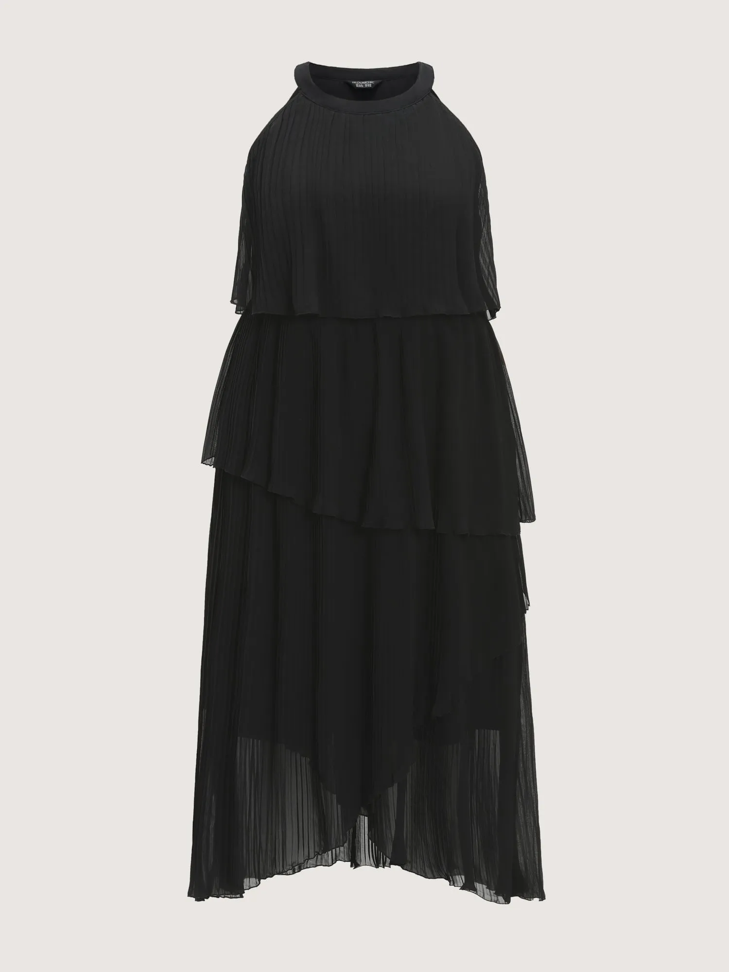 Halter Neck Layered Pleated Texture Maxi Dress sold by Bloomchic product image thumbnail 5