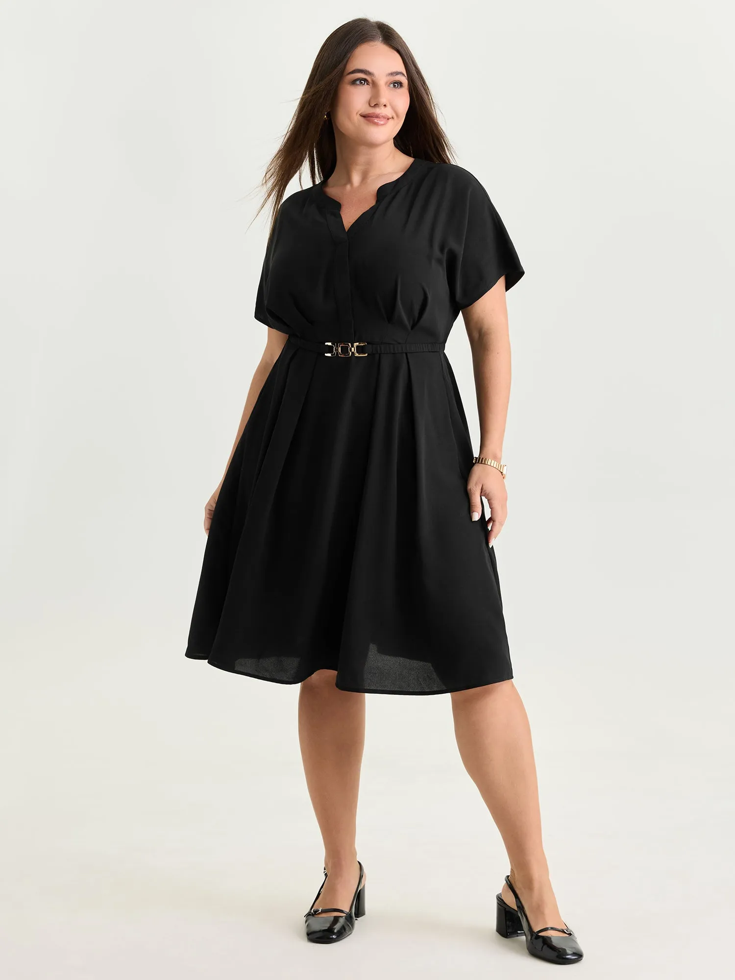 Pleated Belted Detail Pockets Midi Dress sold by Bloomchic product image thumbnail 3