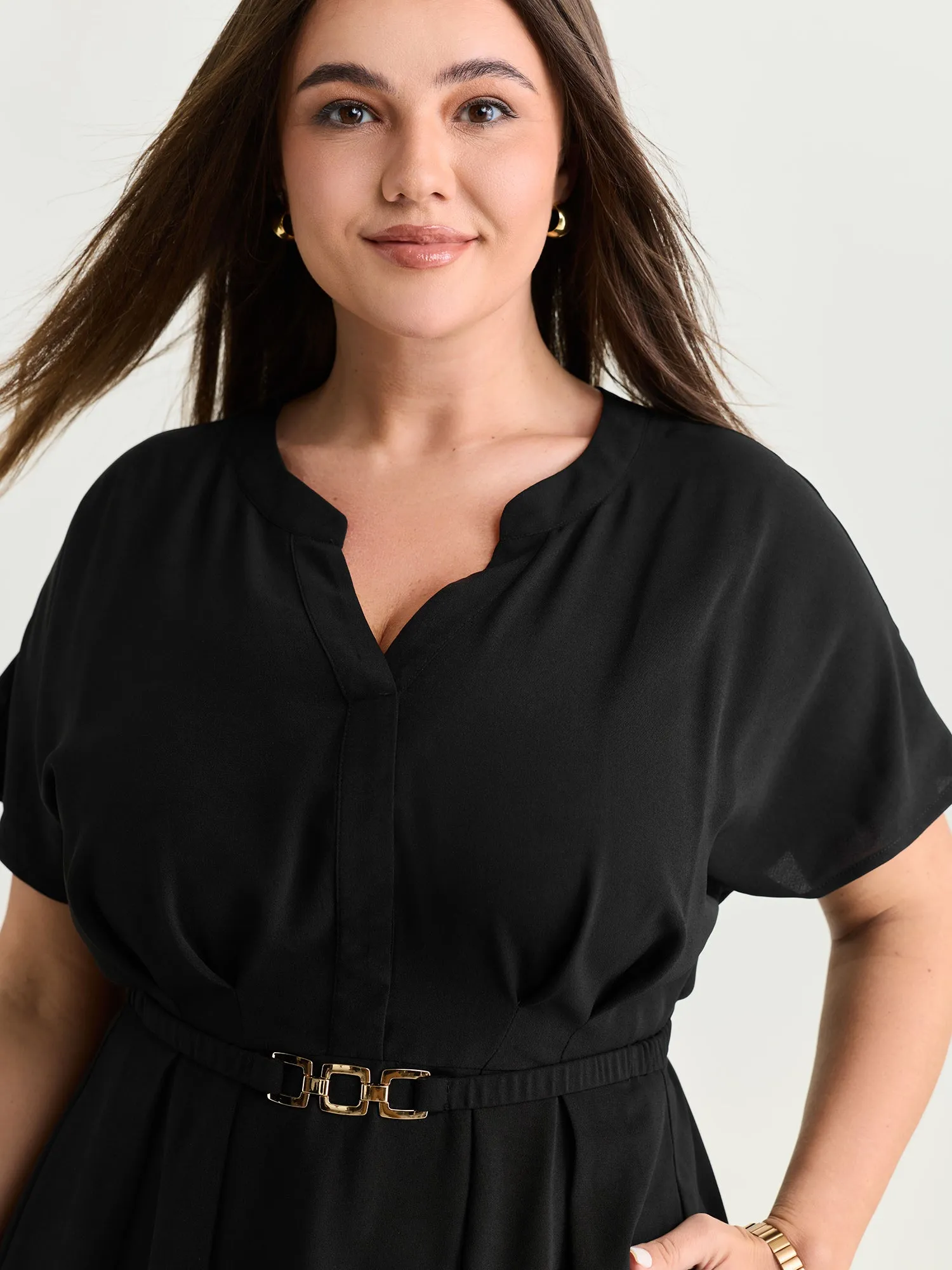 Pleated Belted Detail Pockets Midi Dress sold by Bloomchic product image thumbnail 2