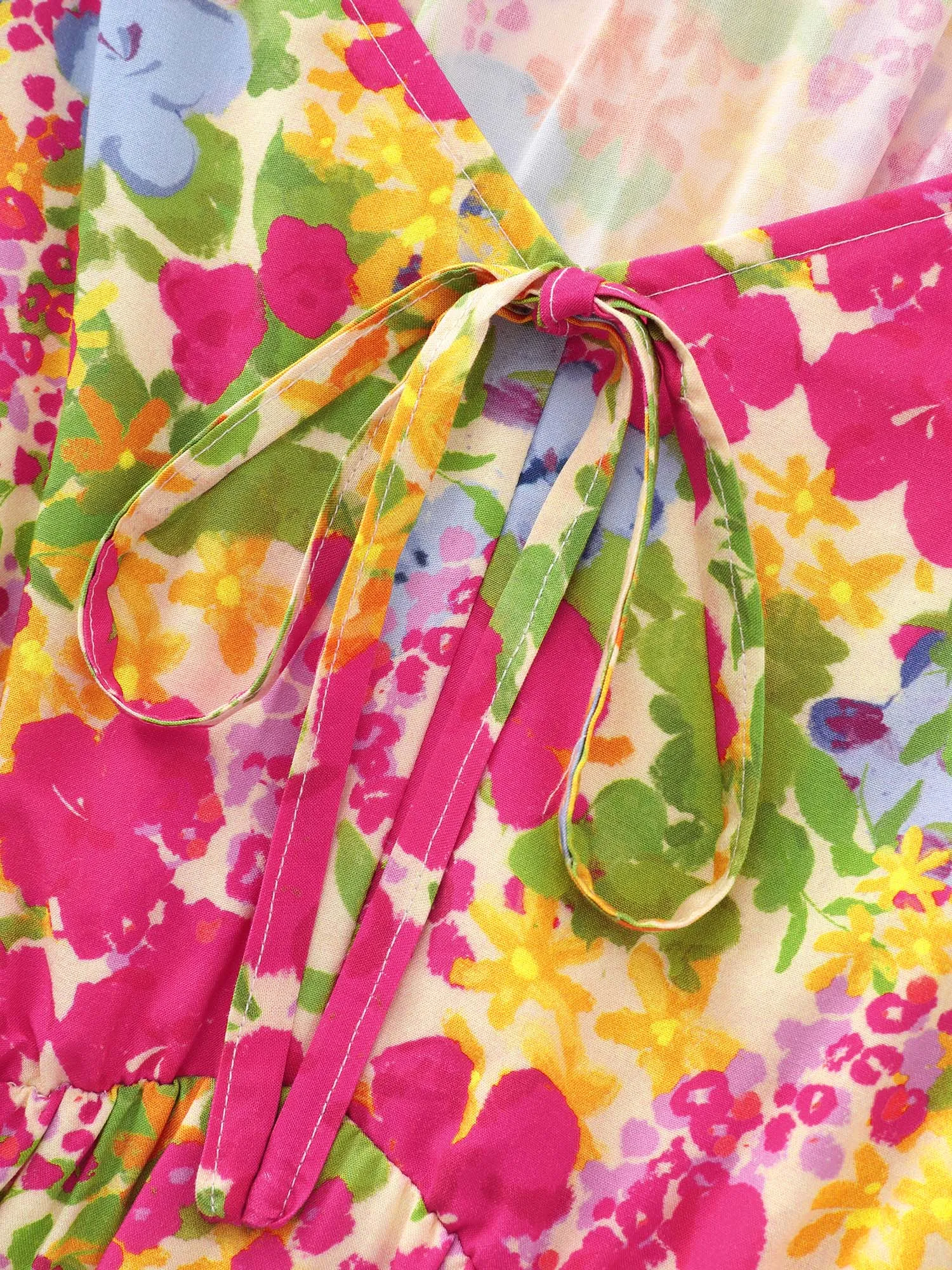 Large Floral Print Drawstring Bodice Midi Dress sold by Bloomchic product image thumbnail 5