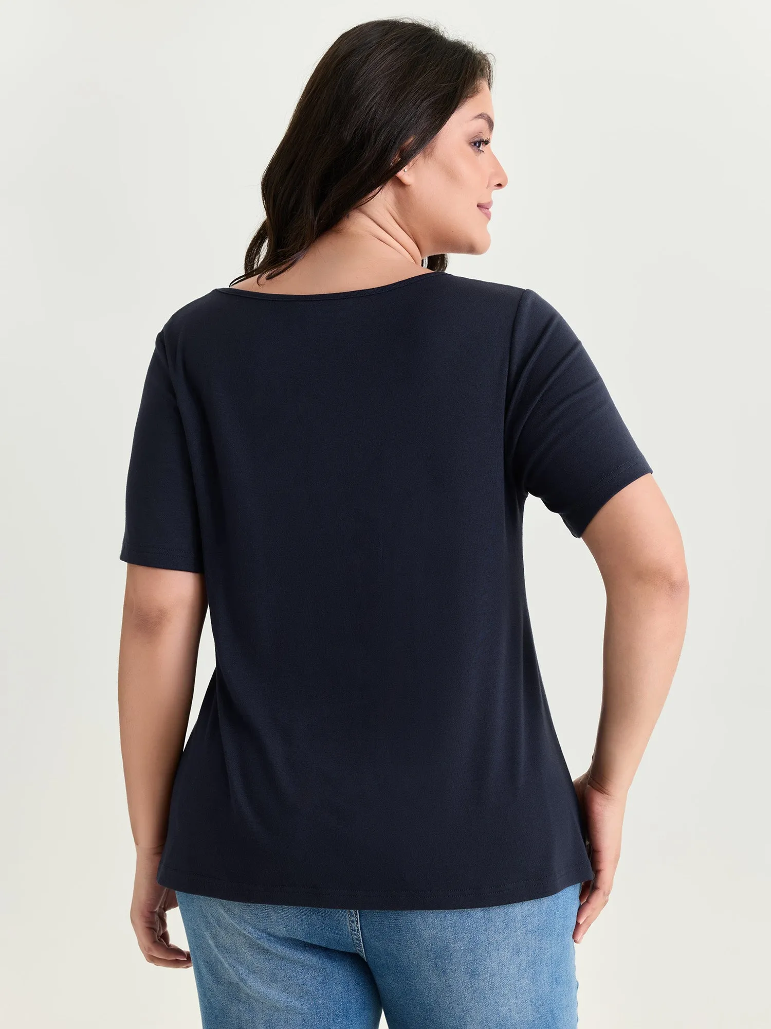 Supersoft Ruched V-Neck T-Shirt sold by Bloomchic product image thumbnail 4