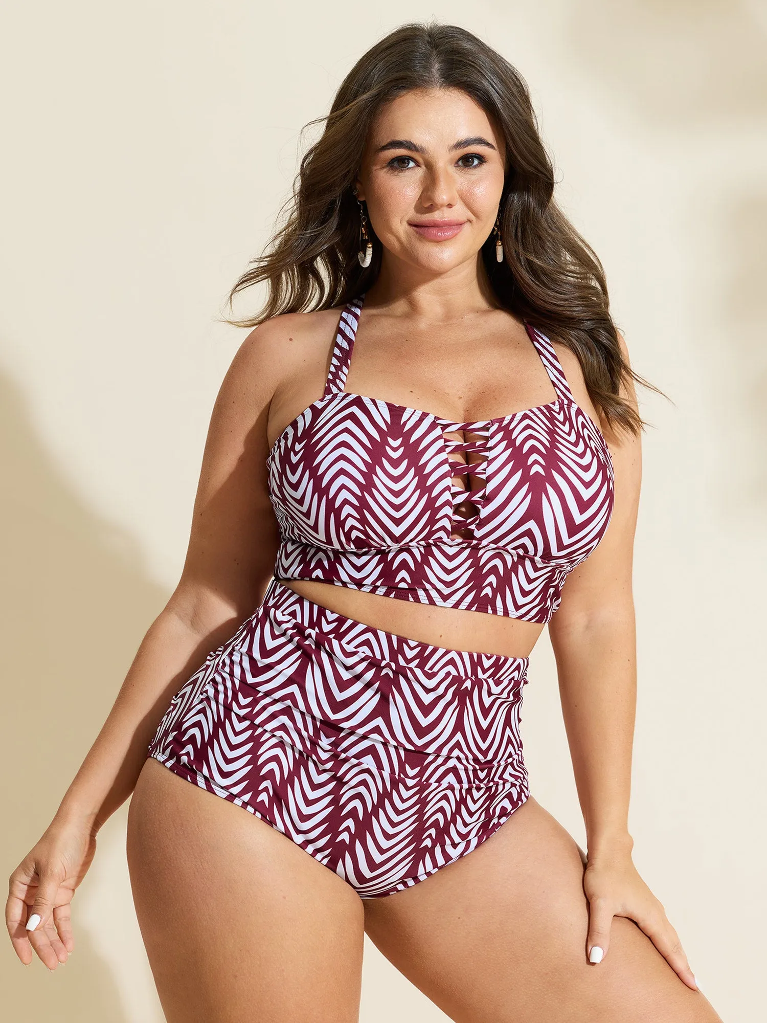 Geometric Print High-Waisted Bikini Bottoms sold by Bloomchic product image thumbnail 2