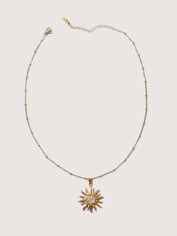 Sunflower Zircon 18k Gold Plated Pendant Necklace made by Bloomchic