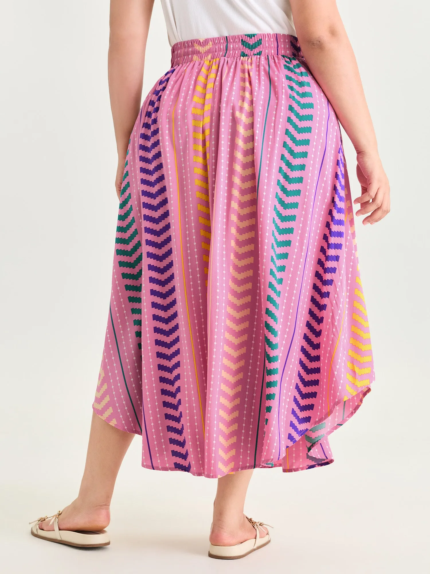 Geometric Striped Print Drawstring Maxi Skirt sold by Bloomchic product image thumbnail 3