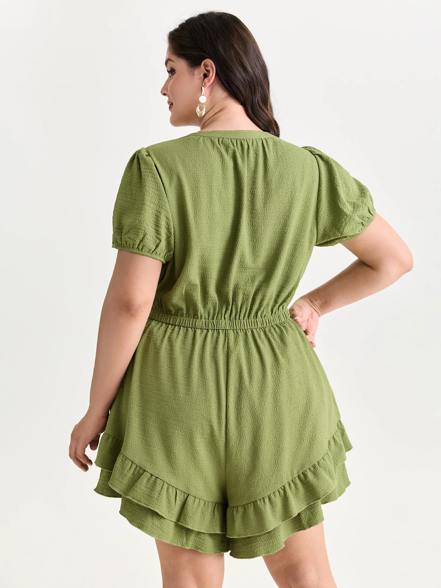 Triple Front Tie Ruffled Hem Romper sold by Bloomchic product image thumbnail 5