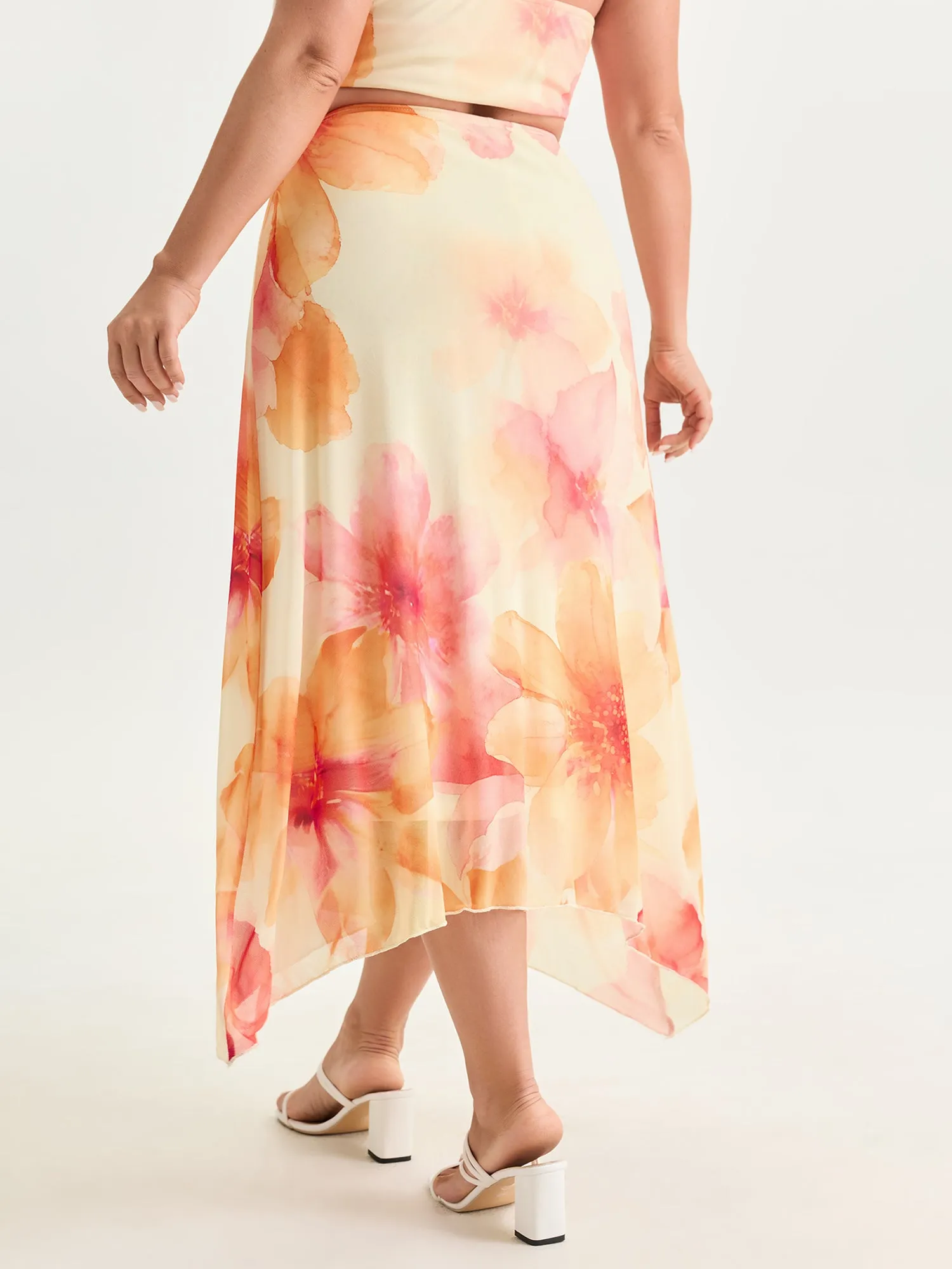 Stretchy Large Floral Print Lace Maxi Skirt sold by Bloomchic product image thumbnail 4