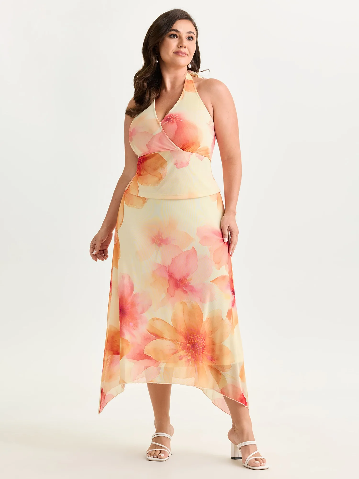 Stretchy Large Floral Print Lace Maxi Skirt sold by Bloomchic product image thumbnail 2